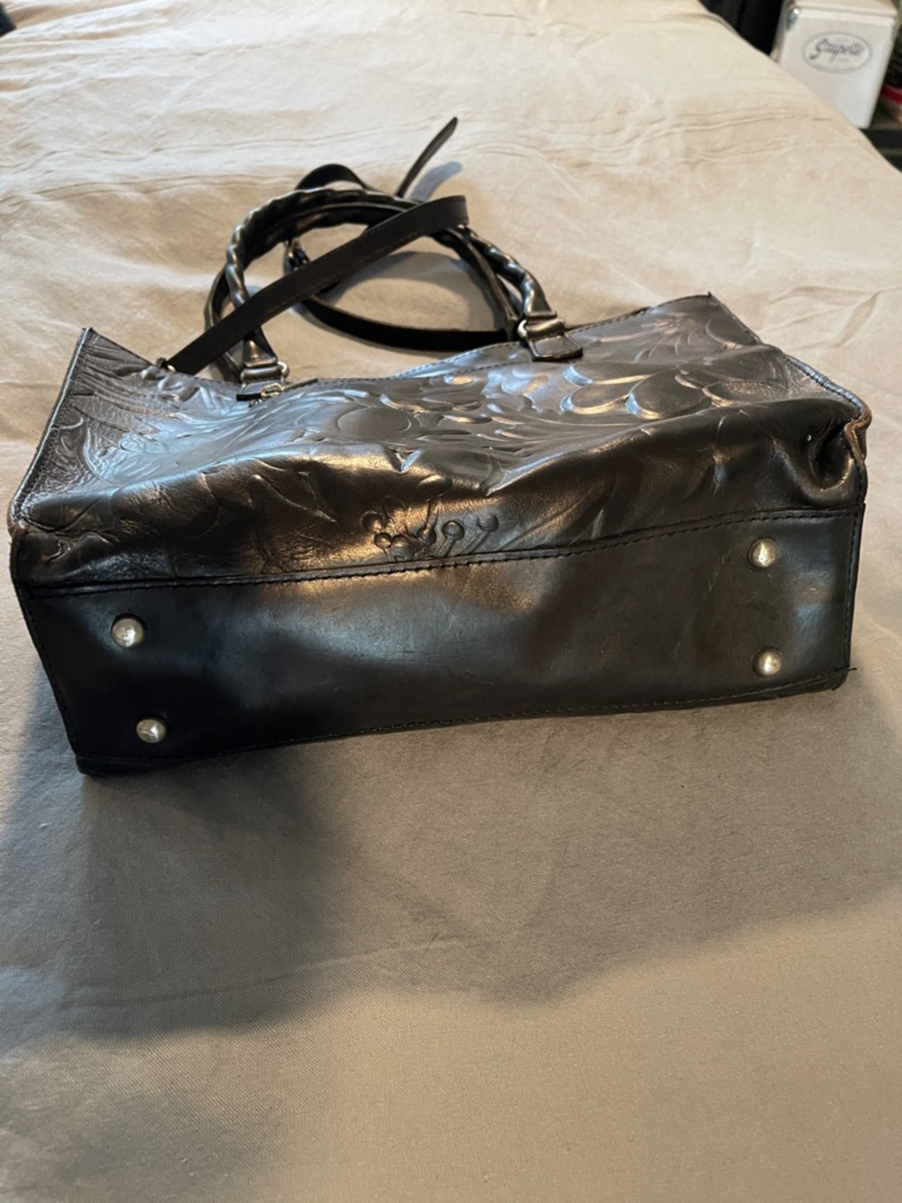 Patricia Nash Black Embossed Leather Shoulder Tote - Picture 12 of 15